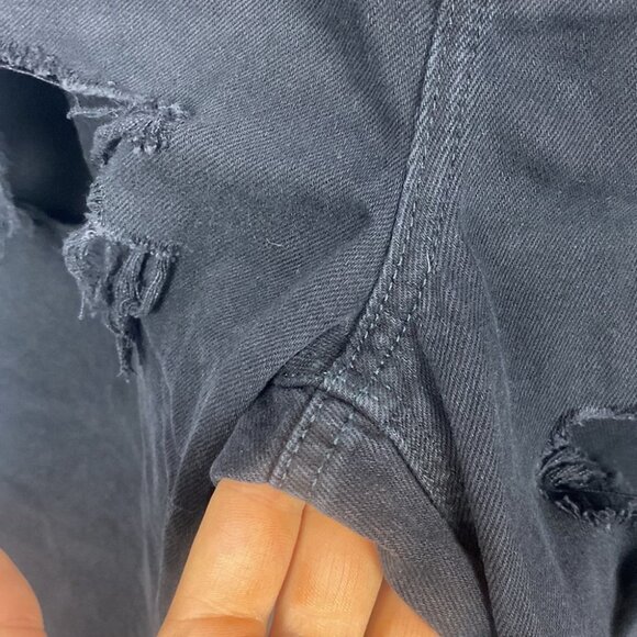 American Eagle Outfitters AE Ripped Mom Jean - Destroyed Black - Size 6 X-Long - Picture 6 of 15